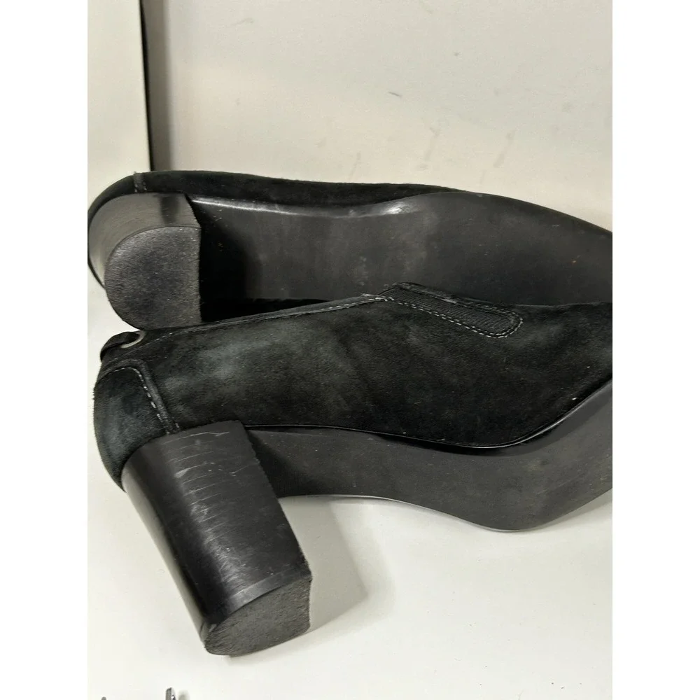 Liz Claiborne Boots‎ Womens 8 1/2 Anandale Low Ankle Bootie Black Suede Heels - Picture 6 of 7